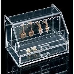 Acrylic Earring Keeper with Drawer holds 12 pairs