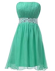 Strapless Ruched Sequined Beaded Acrylic/Chiffon/Satin Short Evening Dress/Prom Dress/Party Dress/Wedding Dress 