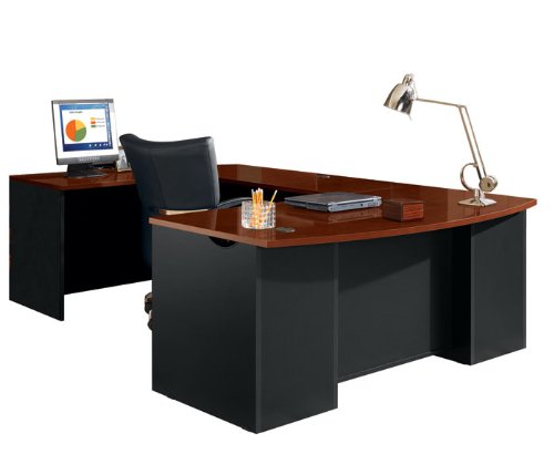 Buy Cheap Classic Cherry and Soft Black U Shaped Desk Classic Cherry/Soft Black