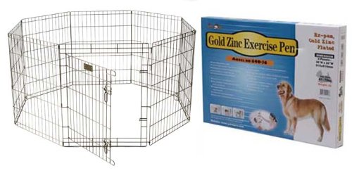 Terra Pet  Dog Exercise Pen with Secure Double Latch Step-through Access, 1-25-Pounds, Gold Zink Plated