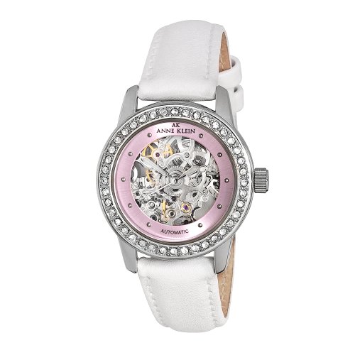 AK Anne Klein Women's 109127PKWT Automatic Swarovski Crystal Accented Silver-Tone Watch