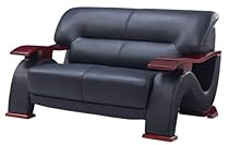 Hot Sale Global Furniture Parker Collection Leather Matching Love Seat, 2033, Black