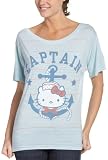Hello Kitty Juniors' Captain Kitty Slouch Tee,Sky Blue,Large