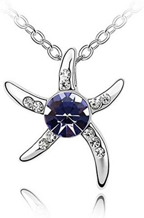 TIDOO Jewelry Womens Fashion Eternal Love Swarovski Elements Clear Crystal Starfish Pendant Necklace Charm Necklace 18K Gold / Platinum Plated Best Gift For Girl Friend Wedding Party Valentine's Mothers Day And Christmas