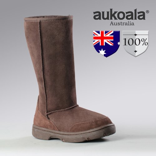 Aukoala Snow Boots Australia Sheepskin Warm Milan Tall For Womens_Chocolate_Us Size 8 On Sale