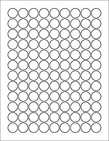 (12 SHEETS) 1296 3/4 INCH ROUND CIRCLE WHITE STICKERS FOR INKJET & LASER PRINTERS - 8-1/2X 11 SHEETS LABELS