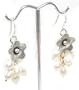 Beautiful Genuine Freshwater White Pearl and Flower Cluster Earrings on 925 Sterling Silver Hooks Comes Gift Boxed