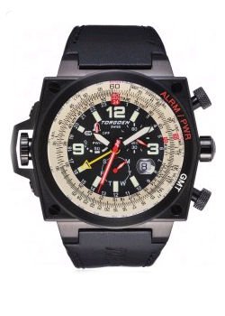 Torgoen Swiss Mens T12103 T12 E6B Aviation Black Ion-Plated Leather Strap Watch