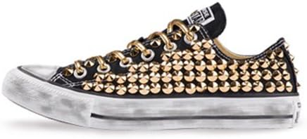 [KLACK SMITH] Unisex Vintage Casual Customized Studded Converse Shoes_SPARKLE-L (Black) (260mm (US Men 7), Hard)