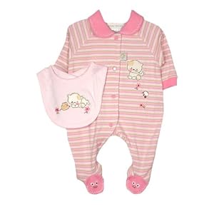 Rumble Tumble Newborn Girls Kitten Footed Coverall with Bib