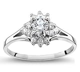 April-Cubic Zirconia' Mother's Day Diamond Ring in 14k White Gold (H/I1-I2, 1/5 ct. tw.)