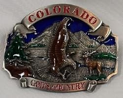 Colorado State Wild Life Enamel Pewter Belt Buckle