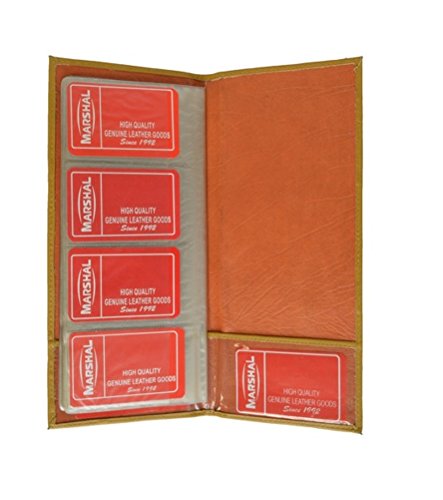 Genuine Leather Business 160 Card Holder Organizer Case Wallet Book Office Tan !