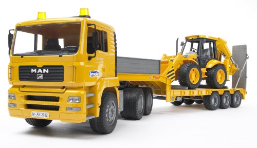 Bruder 2776 MAN TGA Tieflader mit JCB 4 CX Baggerlader