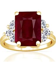 14K Yellow Gold Emerald Cut Ruby Fana Designer Ring