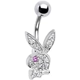 Playboy Bunny JEWELED RABBIT with Pink GEM EYE Belly Ring