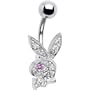 Playboy Bunny JEWELED RABBIT with Pink GEM EYE Belly Ring