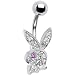 Playboy Bunny JEWELED RABBIT with Pink GEM EYE Belly Ring