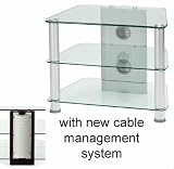 3 Shelf Glass Tv Stand Silver Legs With Clear Glass