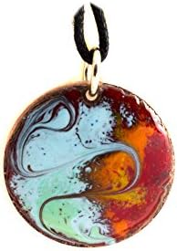 Copper Pendant Hand Painted Red Enamel Handmade in Ireland