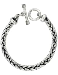 Sterling Silver Handmade Wheat Link Bracelet Toggle Clasp Handmade 3/8 inch wide, sizes 8, 8.5 & 9 inch