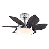 Westinghouse Lighting 7863100 Quince Two-Light 24-Inch Reversible Six-Blade Indoor Ceiling Fan, Chrome with Opal Frosted Glass