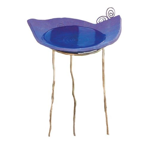 Ancient Graffiti Ceramic Blue Bird Bath