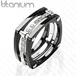 Solid Titanium with IP Black and CZ Stones Ring