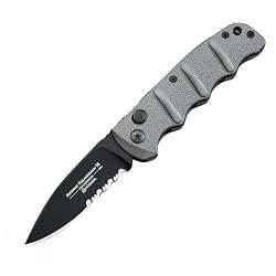 KAL74, Push Button, Olive Drab Handle, Black Blade, Plain