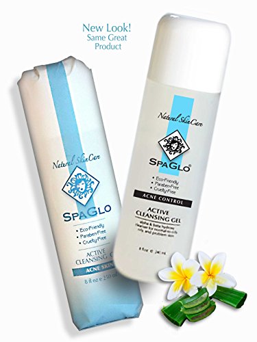 SpaGlo® Active Cleansing Gel - 8 oz/250 mL - Acne Facial Cleanser with Natural Active Glycolic Acid & Salicylic Acid Ingredients Fights Blemishes, Controls Oil & Unclogs Pores
