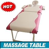 NEW 2 Folding Portable Massage Table Foam Spa Bed Pink White With Carry Case (metal Legs)