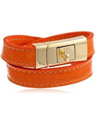 CC Skye Orange Portico Leather Double Wrap Bracelet, 8.25"