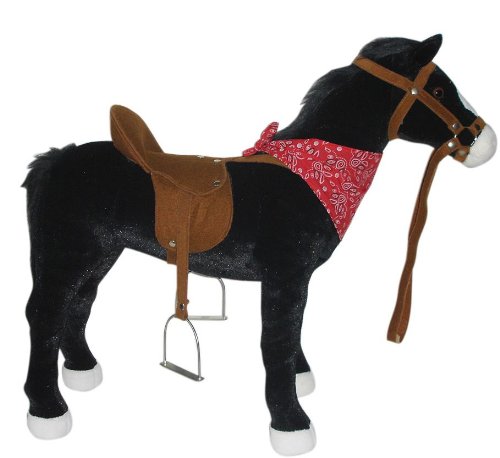 Happy People 58949 Plush Horse black with 3 Sounds and Scarf approx.100 kg capacity