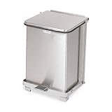 IMAGE OF Rubbermaid® Commercial Defenders Biohazard Step Can, Square, Steel, 7 gal, Stainless Steel