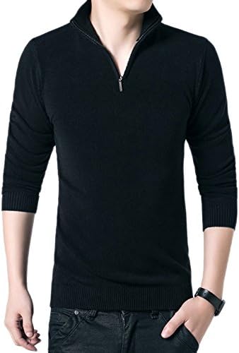 JimMig Men's V-neck Knitwear Slim Fit Half Zip Polo Sweaters