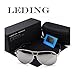 LEDING men sunglasses polarized glasses metal frame fashion Star 100% UV protection (193, A-Silver)