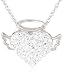 Sterling Silver Clear Crystal Heart Angel Pendant Necklace, 18