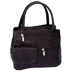 Black Leather Purse w cow grain embossing