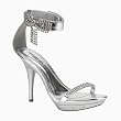 Womens Strappy Shoe High Heel 4 1/4 Inch Sexy Rhinestone Platform Ankle Strap Bow High Heel Silver