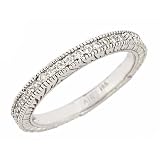 10K White Gold Diamond Wedding Anniversary Band Ring Antique Style 0.22ct in Pave Setting 7 (SI Clarity, H Color)