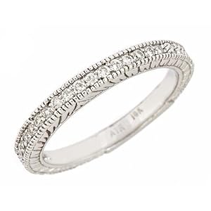 10K White Gold Diamond Wedding Anniversary Band Ring Antique Style 0.22ct in Pave Setting 8 (SI Clarity H Color)