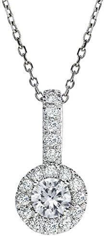 GH, SI1-SI2 Round brilliant 1/2 carat (0.50 ctw) 14K White Gold Halo Diamond Pendant