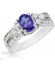 14K White Gold Tanzanite and Diamond Ring -- LIFETIME WARRANTY