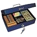 PM Company Securit Compact Size Cash Box with 2 Cash and 2 Coin Removable Compartment Tray, 9.75 x 6.83 x 3.25 Inch, Blue (04803)
