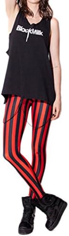 Prettyleggings Women Film Stills Printed Tight Footless Full-length Hot Leggings Red Stripped