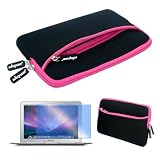 Skque 13.3 Inch Laptop Notebook Glove Bag Pink + Clear Screen Protector for Apple Macbook 13.3 Laptop