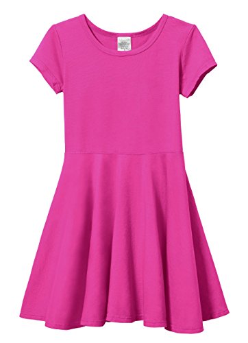 City Threads Big Girls' Cotton Short Sleeve Skater Party Twirly Dress (7-16)