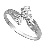 Elegant Solitaire Style Silver Engagement Ring, 0.50 Carat Total Weight, Designed with Top Quality Diamond Colored Cubic Zirconia, Featuring an Oval Cut Center Stone, Free Shipping, Sale Price Offer, Comes with Free Special Gift Pouch and Box