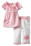 Young Hearts Girls 2-6X 2 Piece Butterfly Dotted Capri Set With Sash