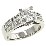 2 Row Round Diamond Engagement Ring .69cttw (CZ ctr)